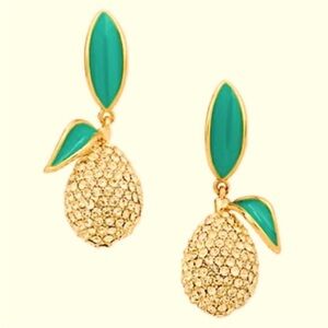 Kate Spade Gold and Green Leaf lemon drop  Earrings